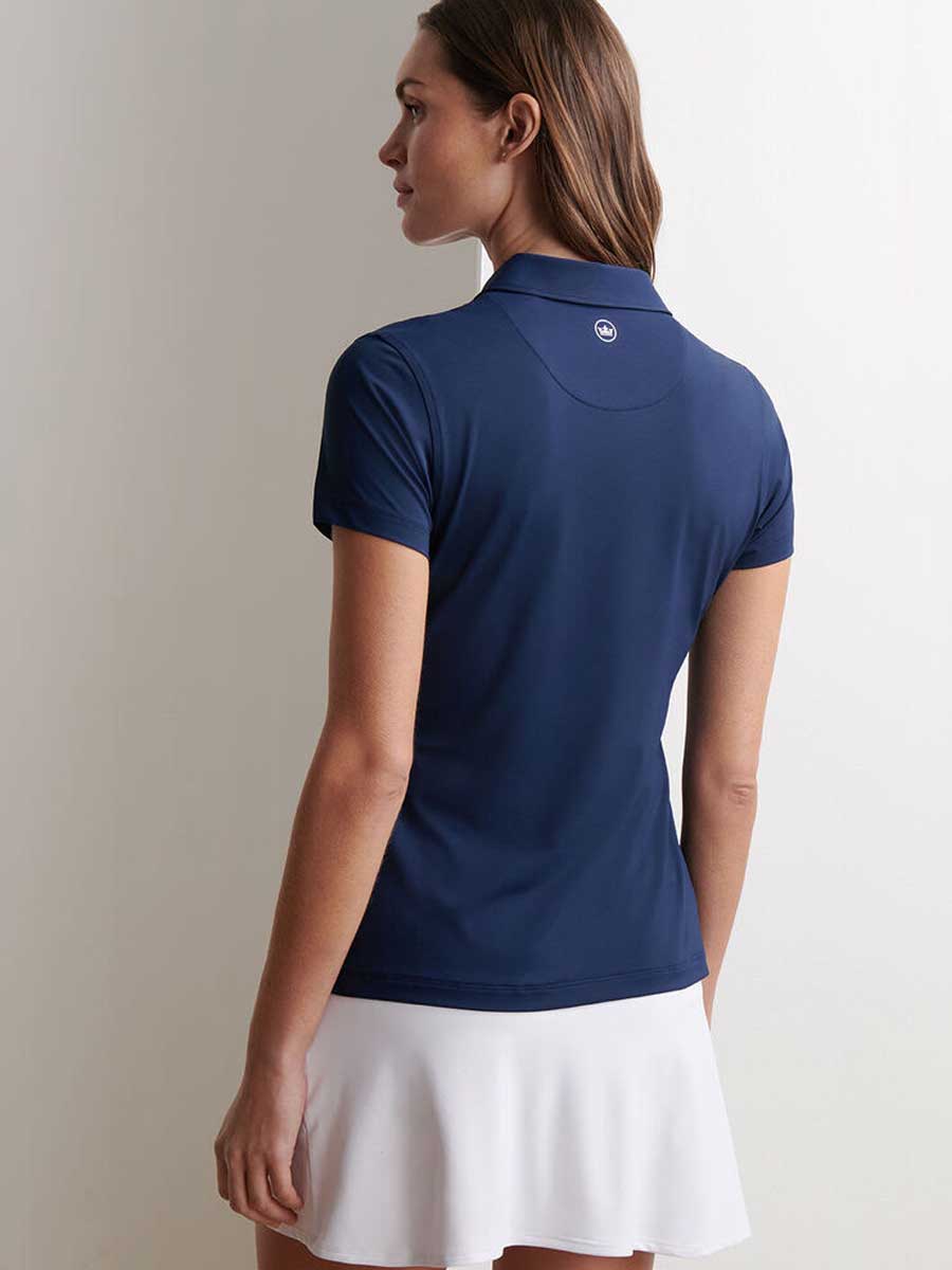 PETER MILLAR Short Sleeved Button Polo - Womens - Navy - Image 3