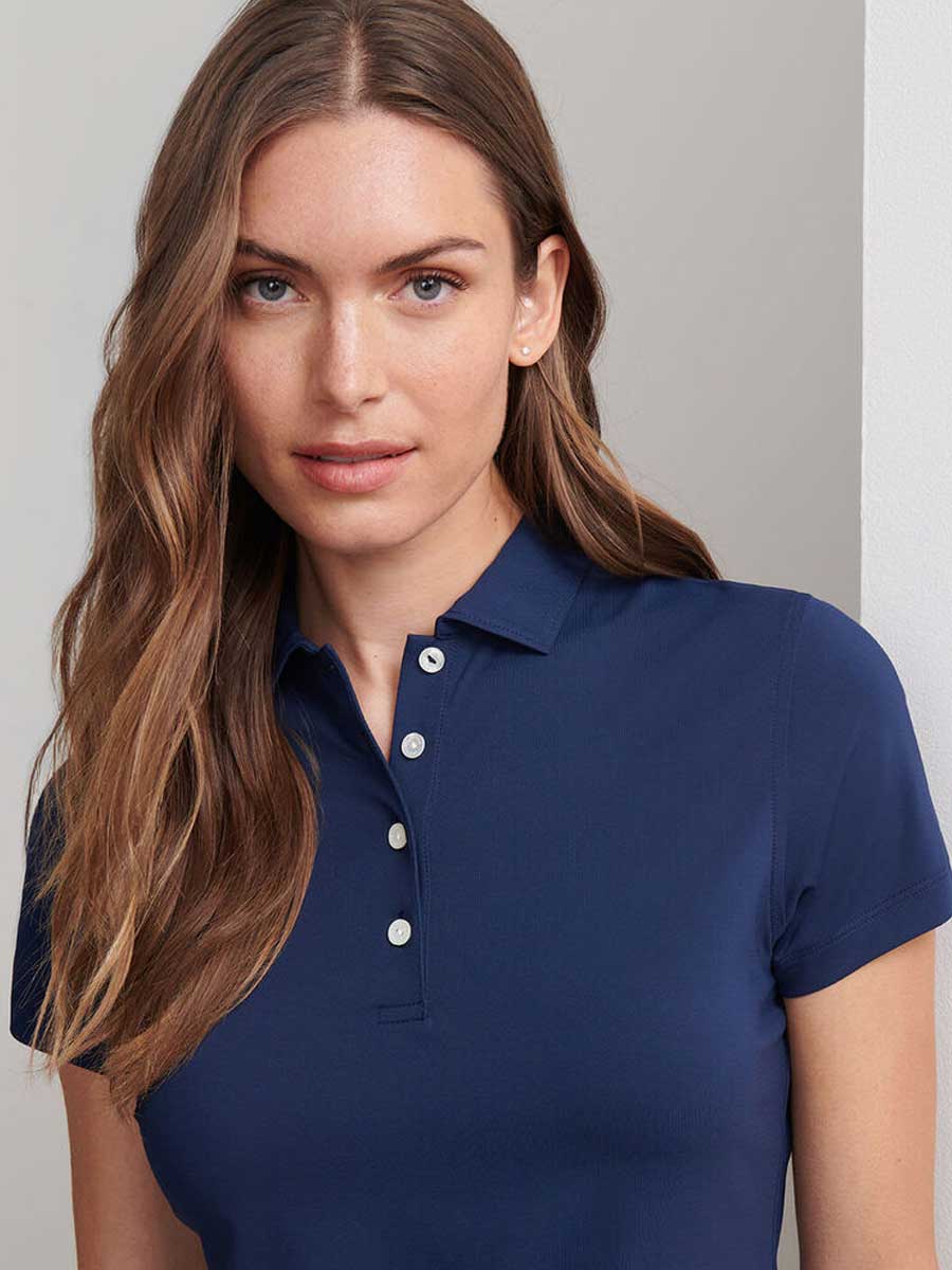 PETER MILLAR Short Sleeved Button Polo - Womens - Navy - Image 4