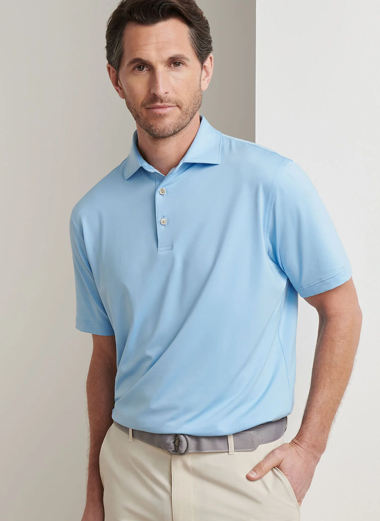 PETER MILLAR Solid Performance Jersey Polo Shirt - Men's Classic Fit - Cottage Blue - Image 2