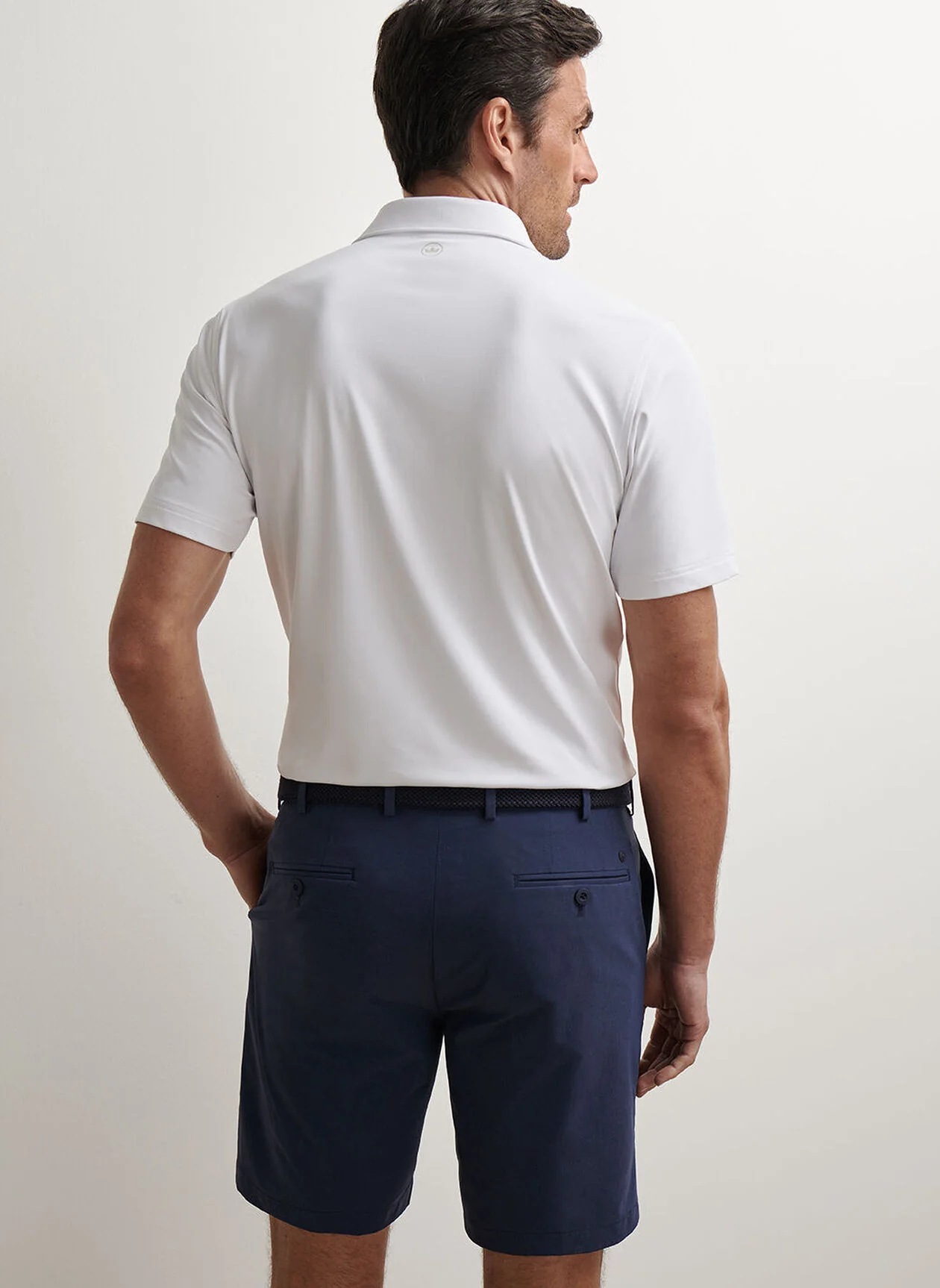 PETER MILLAR Solid Performance Jersey Polo Shirt - Men's Tailored Fit - White - Image 3