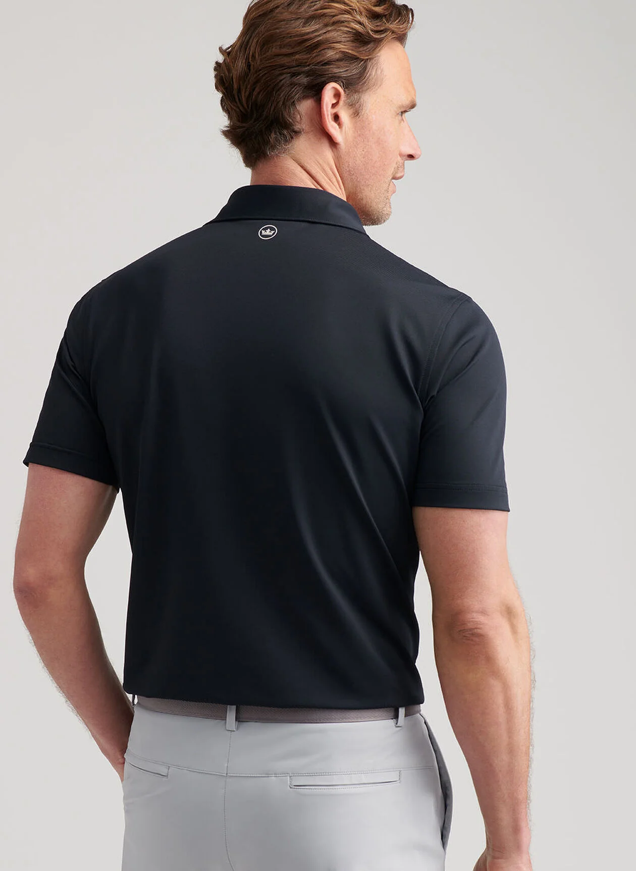 PETER MILLAR Soul Performance Mesh Polo Shirt - Men's Tailored Fit - Black - Image 3