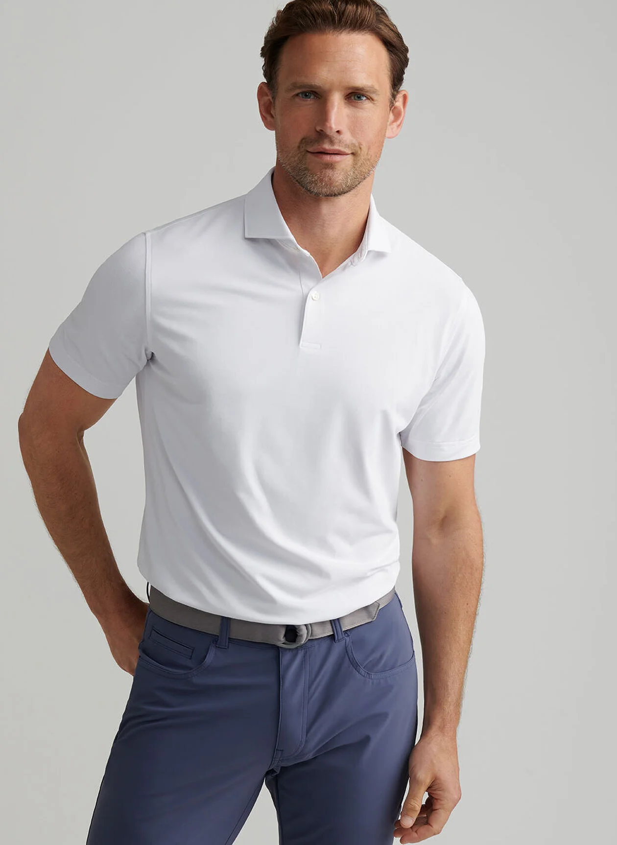 PETER MILLAR Soul Performance Mesh Polo Shirt - Men's Tailored Fit - White - Image 2