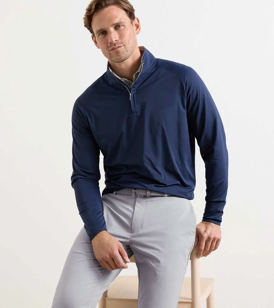 PETER MILLAR Stealth Performance Quarter Zip Sweater - Mens - Navy - Image 2