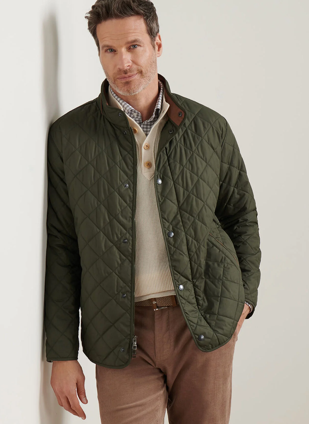 PETER MILLAR Suffolk Quilted Coat - Men's Classic Fit - Dark Olive - Image 2