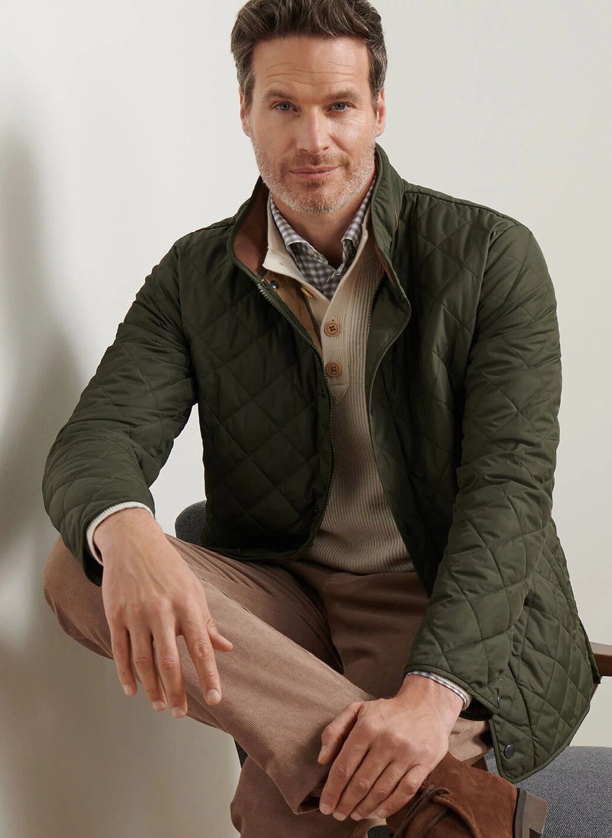 PETER MILLAR Suffolk Quilted Coat - Men's Classic Fit - Dark Olive - Image 5