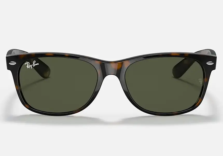 RAY-BAN New Wayfarer Classic Sunglasses - Tortoise - Crystal Green Lens - Image 3