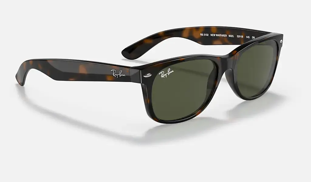 RAY-BAN New Wayfarer Classic Sunglasses - Tortoise - Crystal Green Lens - Image 4