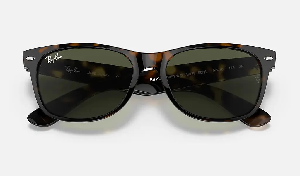 RAY-BAN New Wayfarer Classic Sunglasses - Tortoise - Crystal Green Lens - Image 6