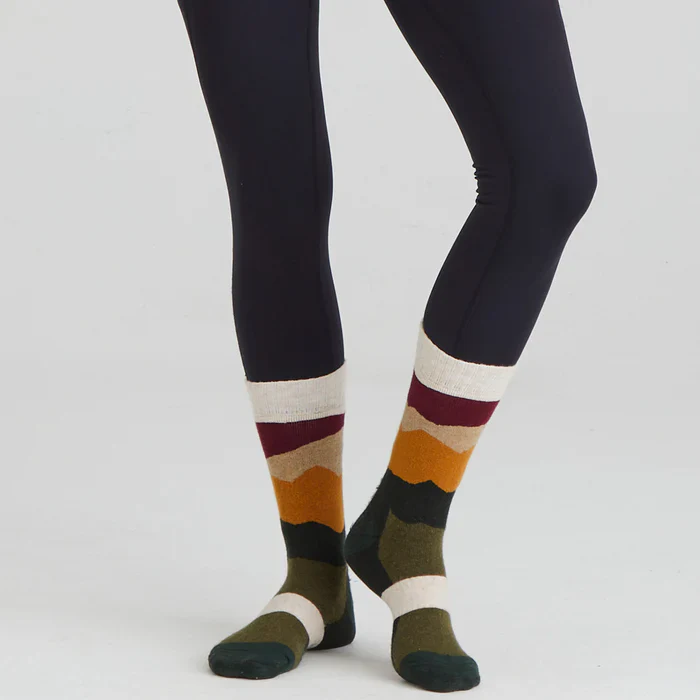 RIDGELINE Merino Wool Socks - Mid Length - Berry Stripes - Image 3