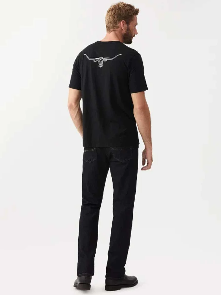 RM WILLIAMS Byron T-Shirt - Men's Crew Neck - Black - Image 2