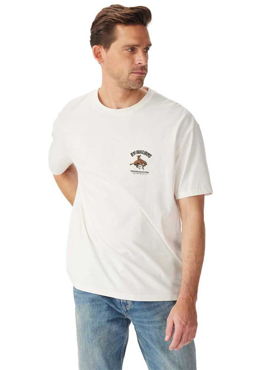 RM WILLIAMS Cloudbuster T-Shirt - Men's Crew Neck - White - Image 3