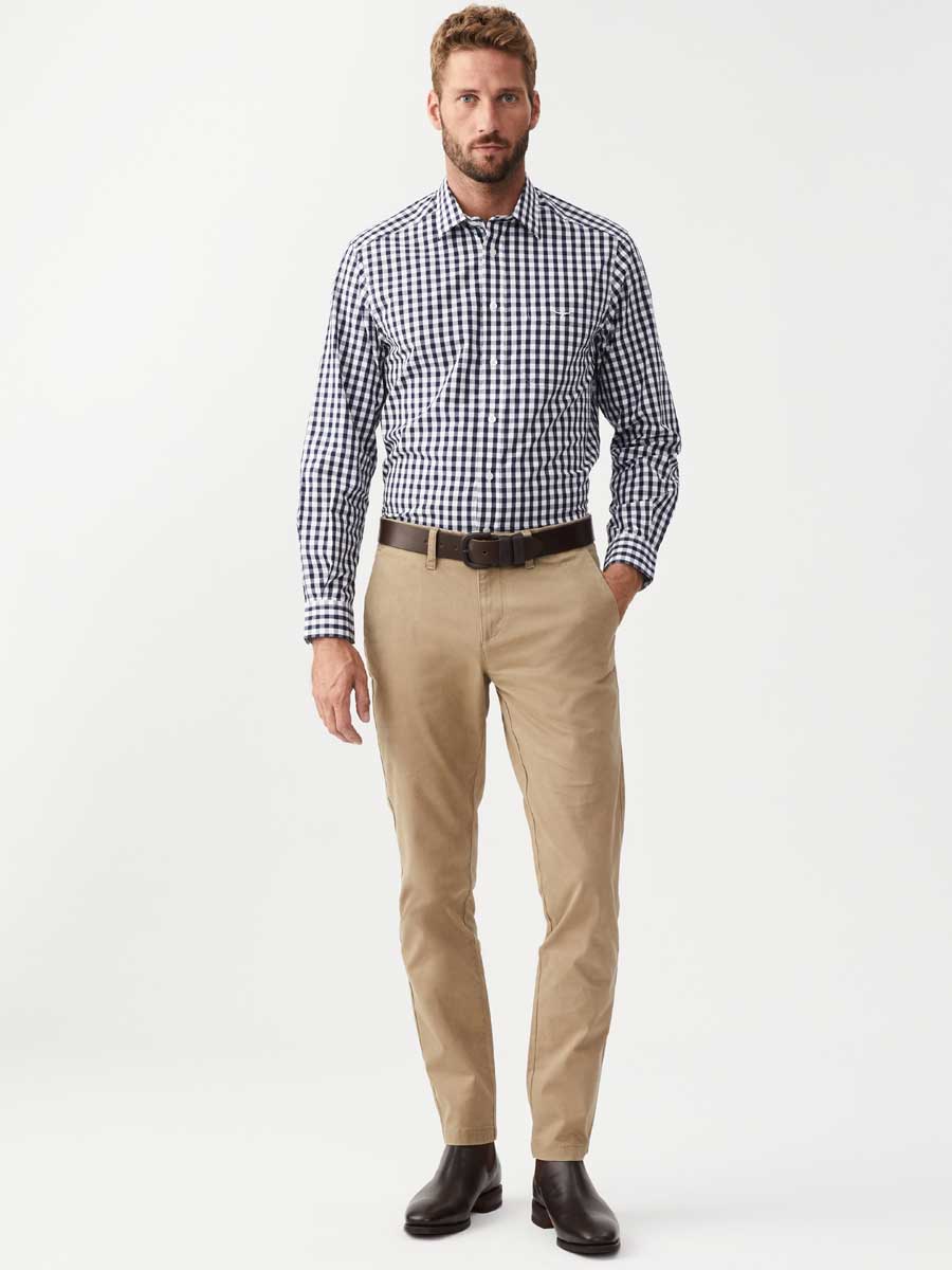 RM WILLIAMS Collins Standard Collar Men's Shirt - Navy Gingham Check - Image 3