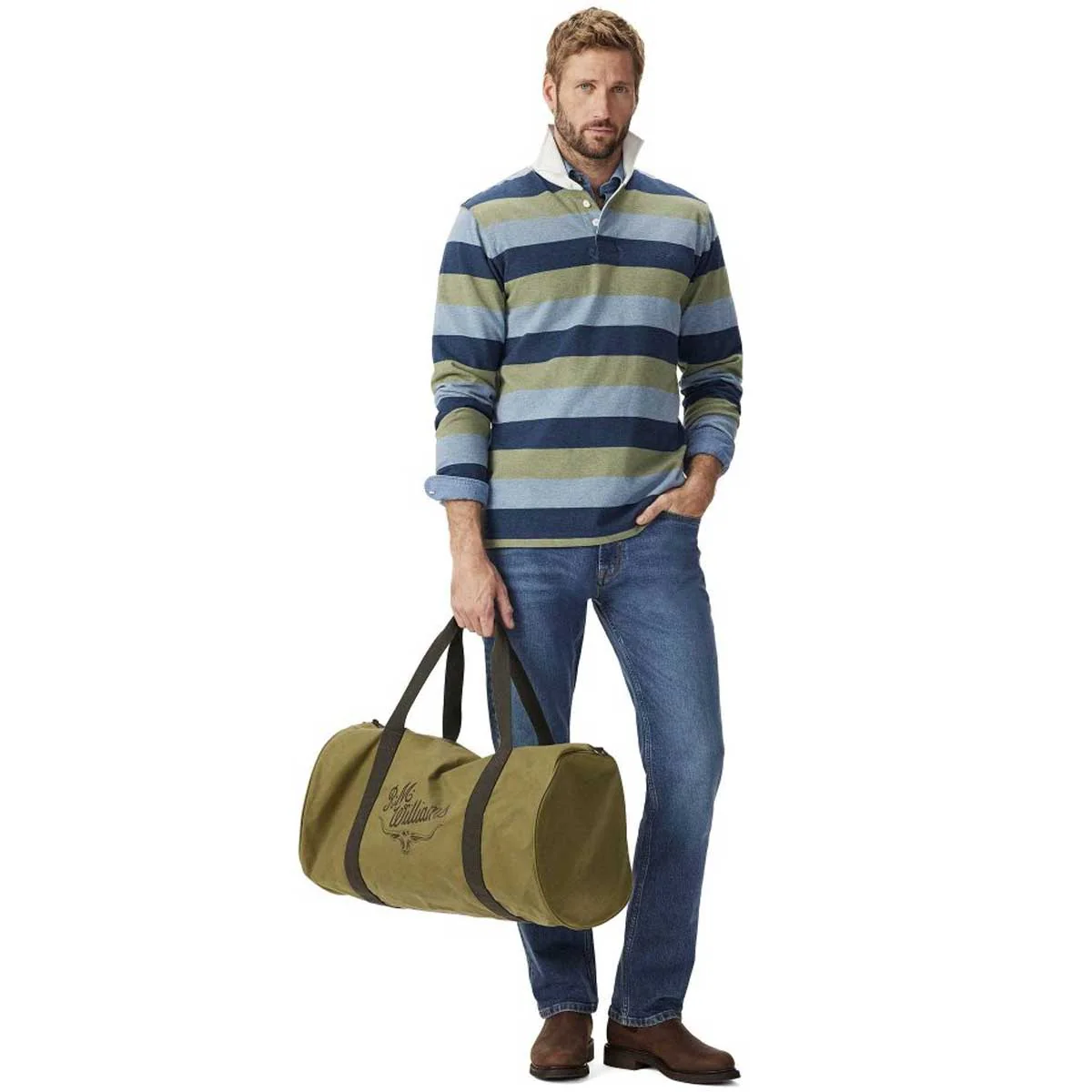 RM WILLIAMS Ditty Bag - Waxed Cotton - Light Olive - Image 2