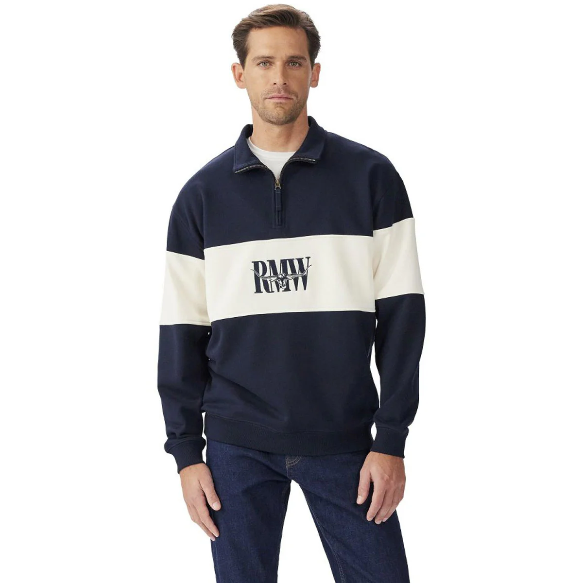 RM WILLIAMS Heritage Quarter-Zip Sweatshirt - Men's - Navy - Image 2