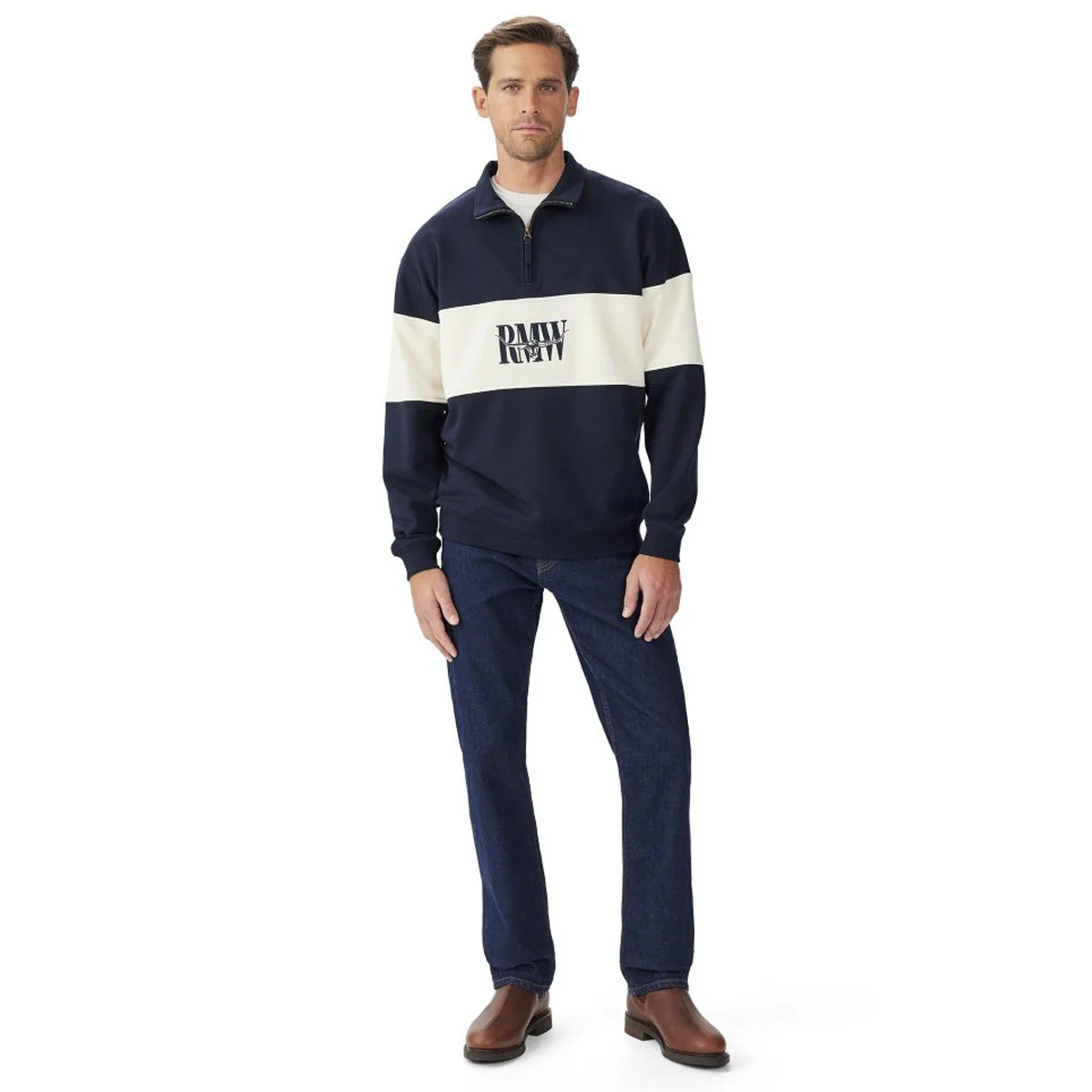 RM WILLIAMS Heritage Quarter-Zip Sweatshirt - Men's - Navy - Image 4