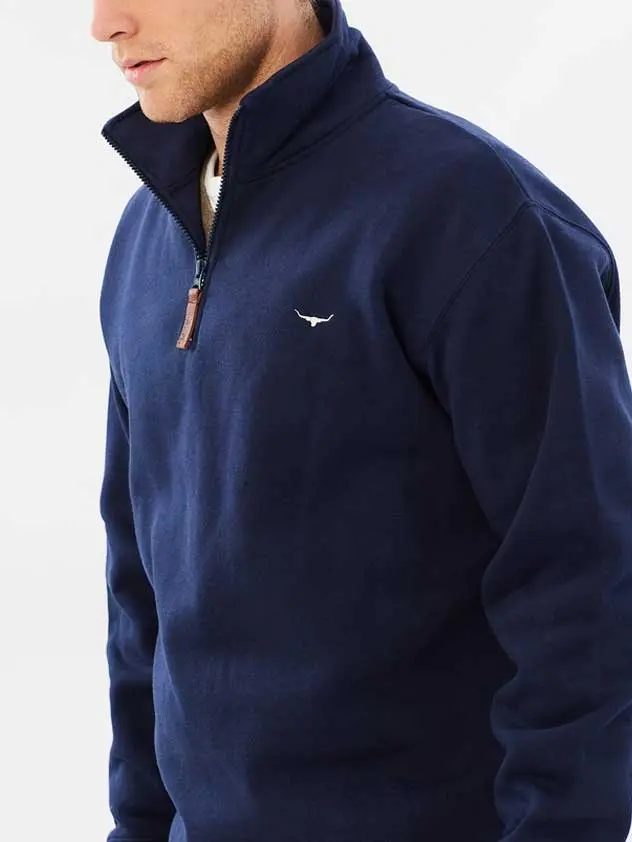 RM WILLIAMS Mulyungarie Quarter Zip Fleece - Men's - Navy - Image 3