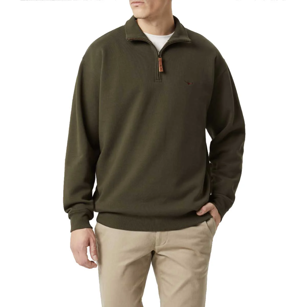 RM WILLIAMS Mulyungarie Quarter Zip Fleece - Men's - Fatigue Olive - Image 2