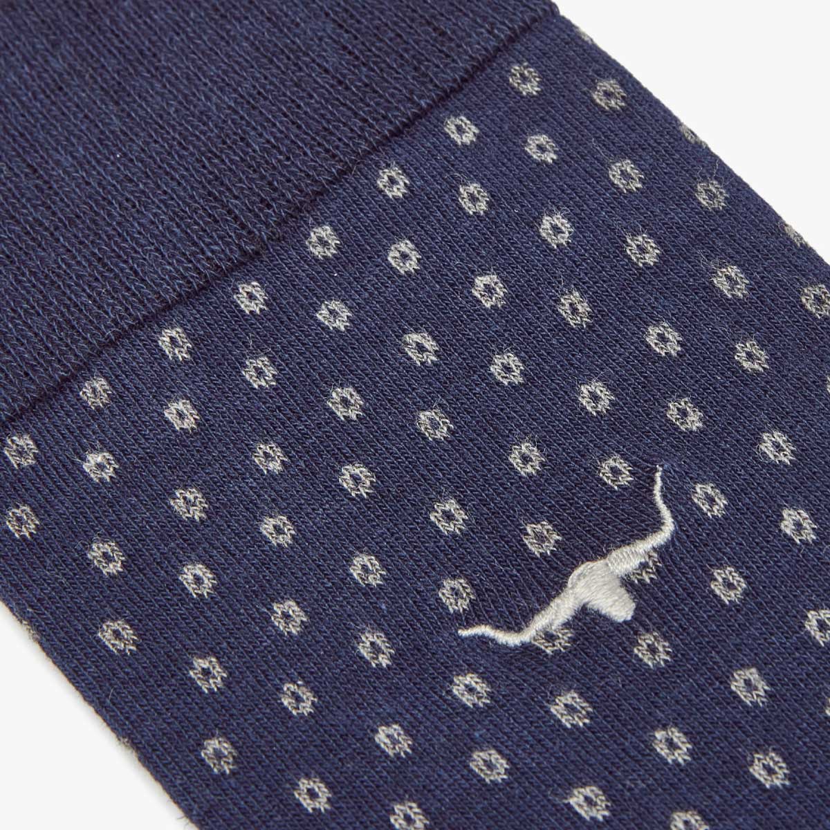 RM WILLIAMS Nelson Men's Cotton Socks - Navy & Grey Spots - Image 2