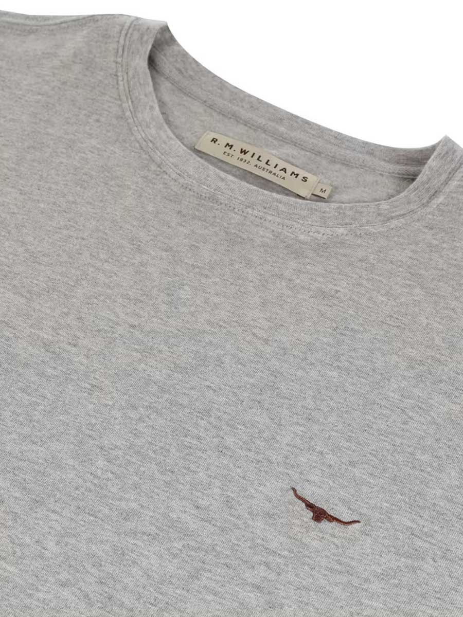 RM WILLIAMS Parson T-Shirt - Men's Crew Neck - Grey Marle - Image 3