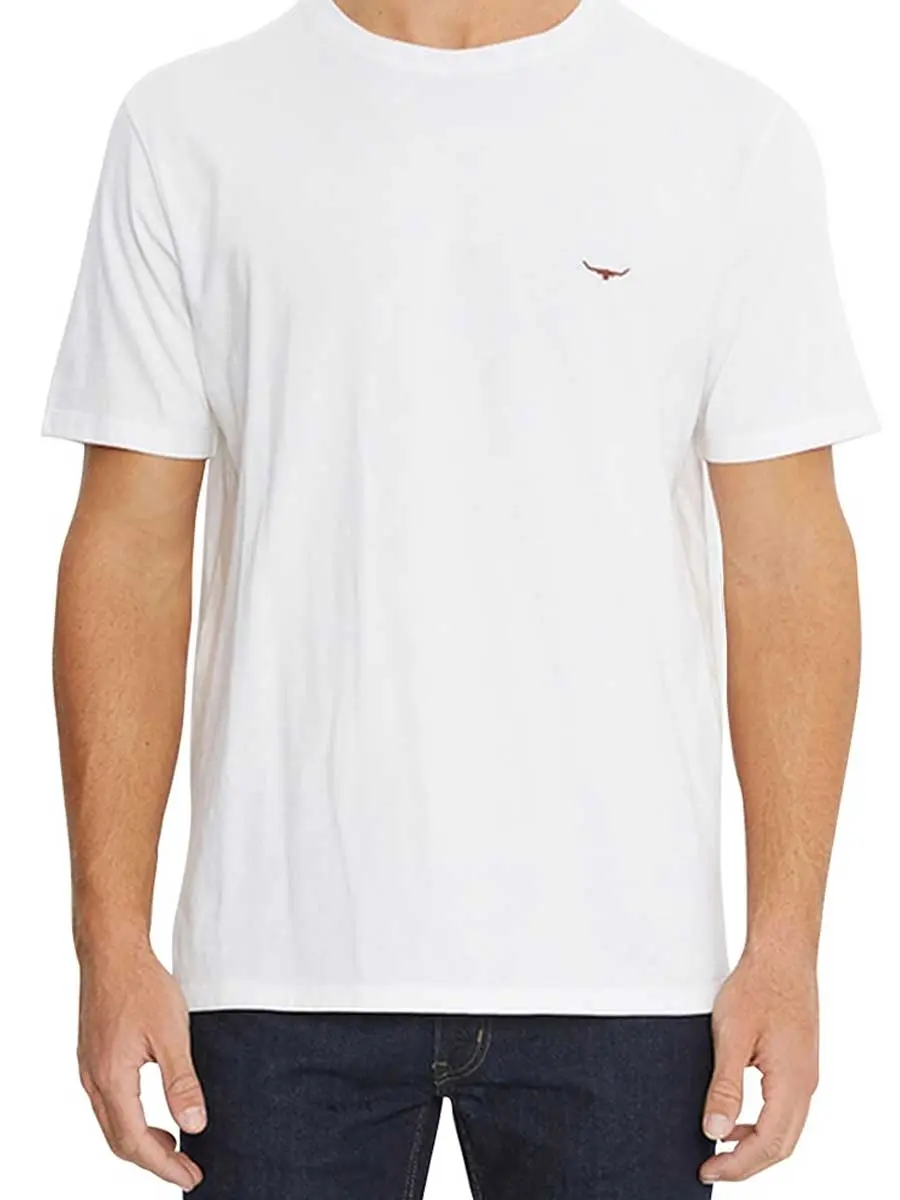 RM WILLIAMS Parson T-Shirt - Men's Crew Neck - White - Image 3