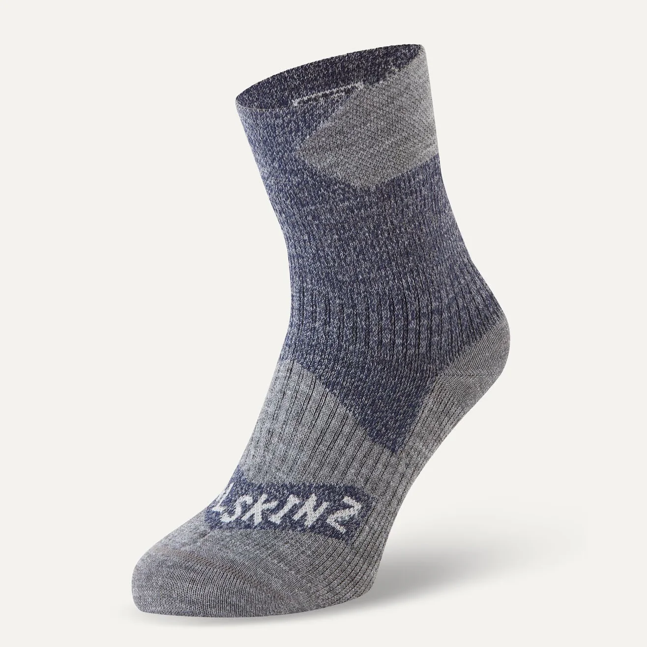 SEALSKINZ Bircham Waterproof All Weather Ankle Length Socks - Navy Blue & Grey Marl
