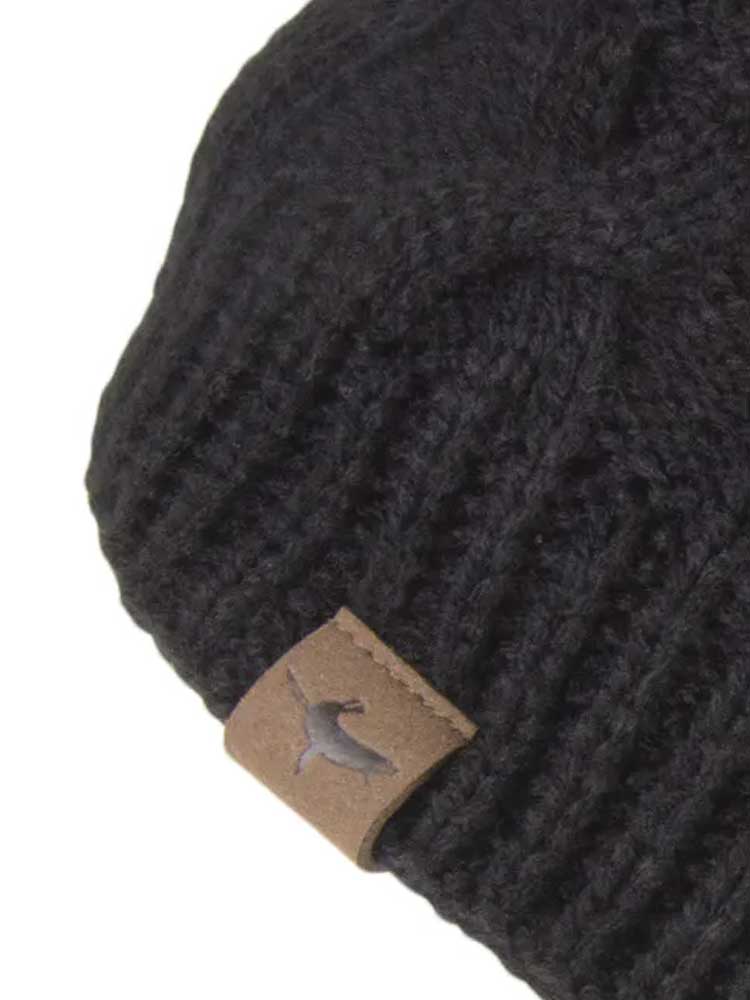 SEALSKINZ Hat - Waterproof Cold Weather Cable Knit Beanie Hat - Black - Image 2