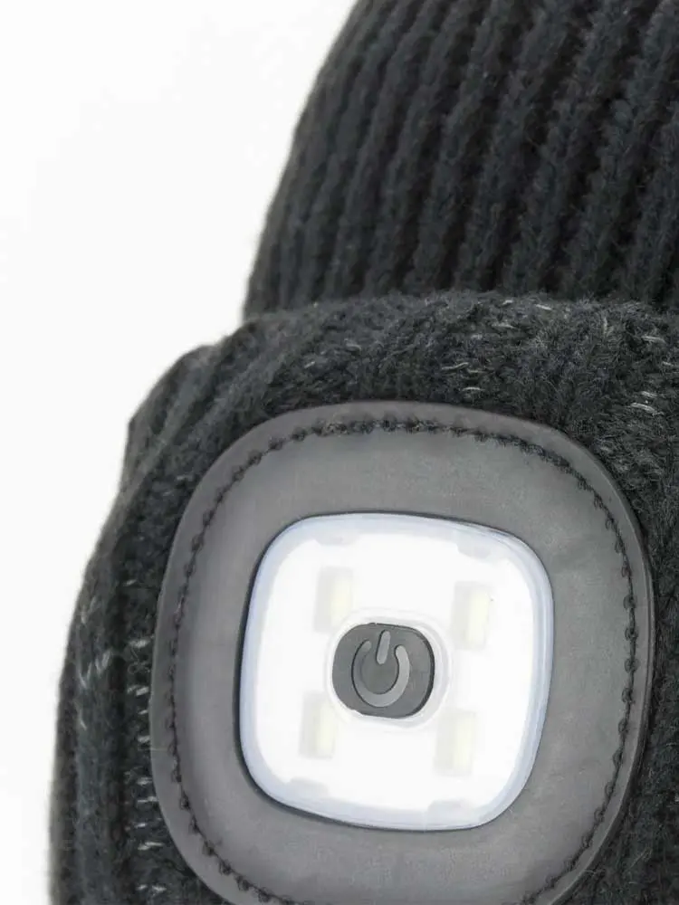SEALSKINZ Hat - Waterproof Cold Weather LED Roll Cuff Beanie - Black - Image 3
