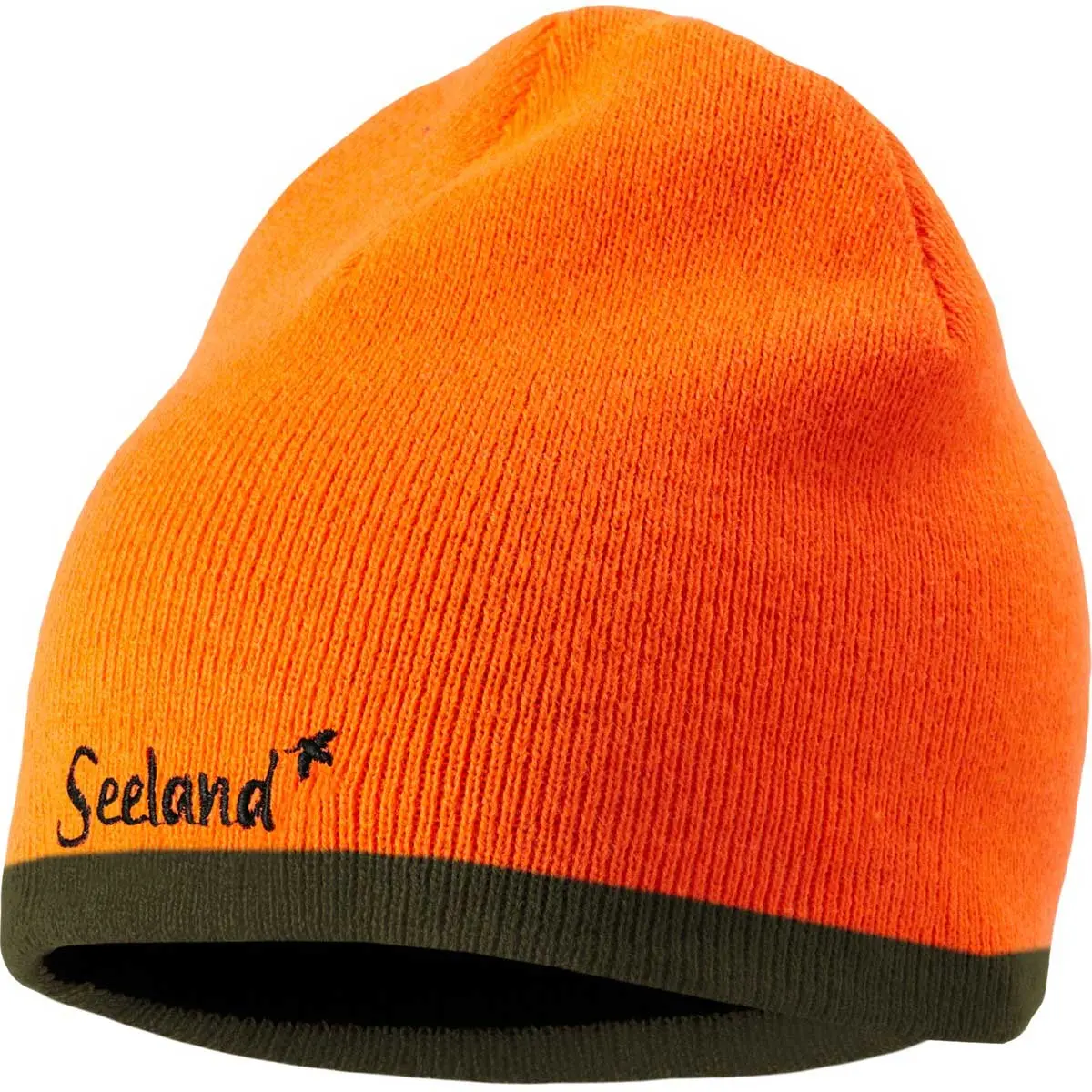 SEELAND Ian Reversible Beanie Hat - Hi-vis Orange / Pine Green - Image 4