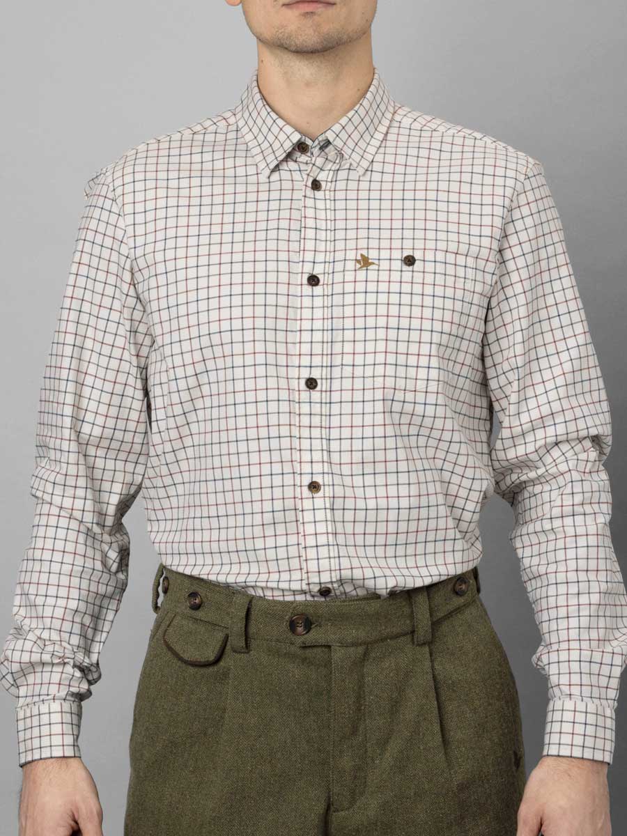 SEELAND Oxford Shooting Shirt - Mens - Grape Leaf/Terracotta Check - Image 6