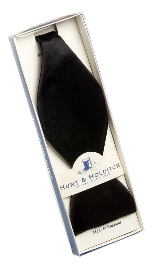 HUNT & HOLDITCH Self Tie Satin Bow Tie - Black