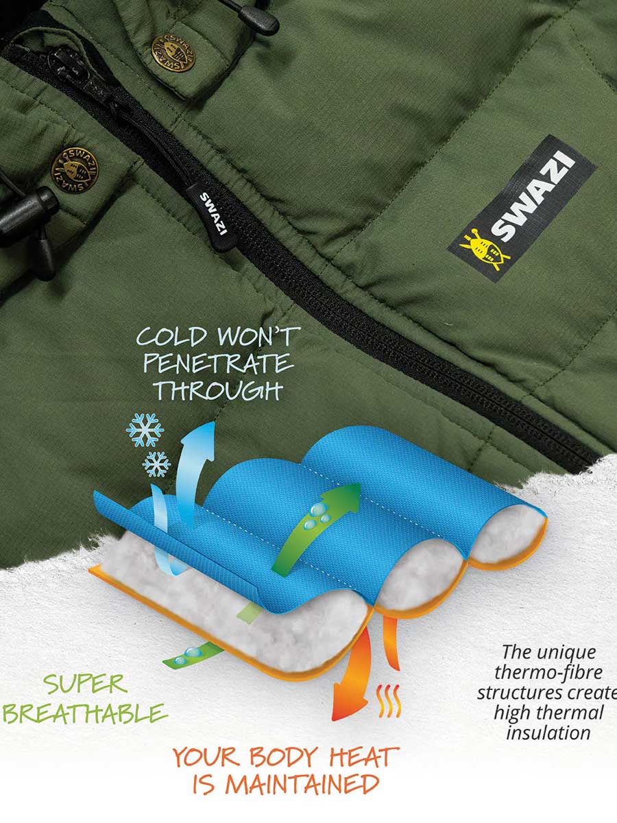 SWAZI Puffadder Puffer Jacket - Mens - Olive - Image 4