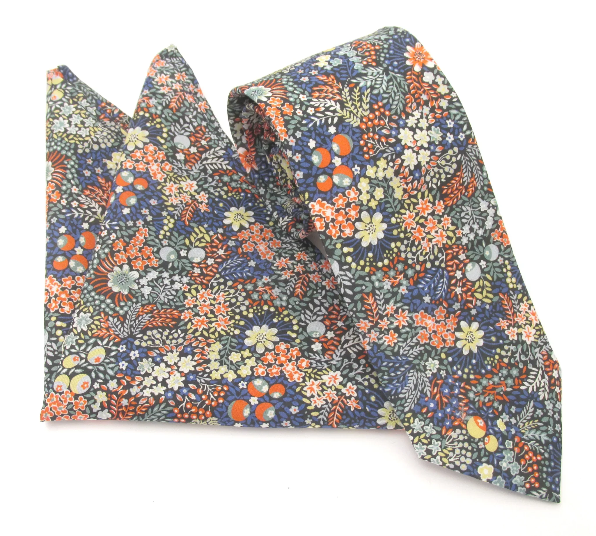 VAN BUCK Liberty Print Cotton Tie & Pocket Square - Elderberry - Image 2