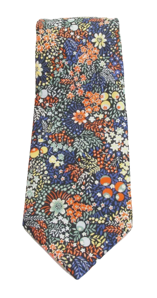 VAN BUCK Liberty Print Cotton Tie & Pocket Square - Elderberry - Image 3