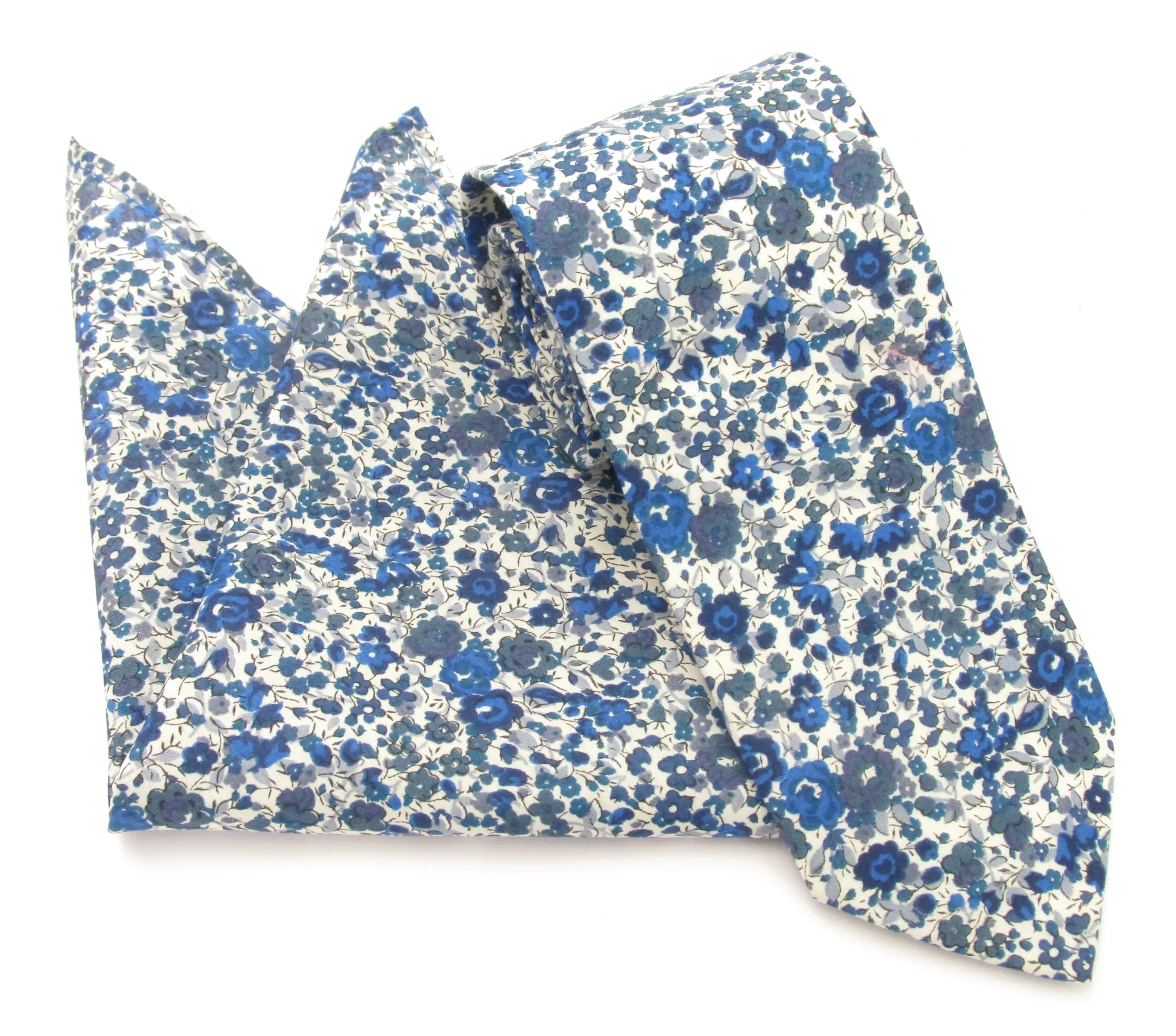 VAN BUCK Liberty Print Cotton Tie & Pocket Square - Emma & Georgina Blue - Image 2