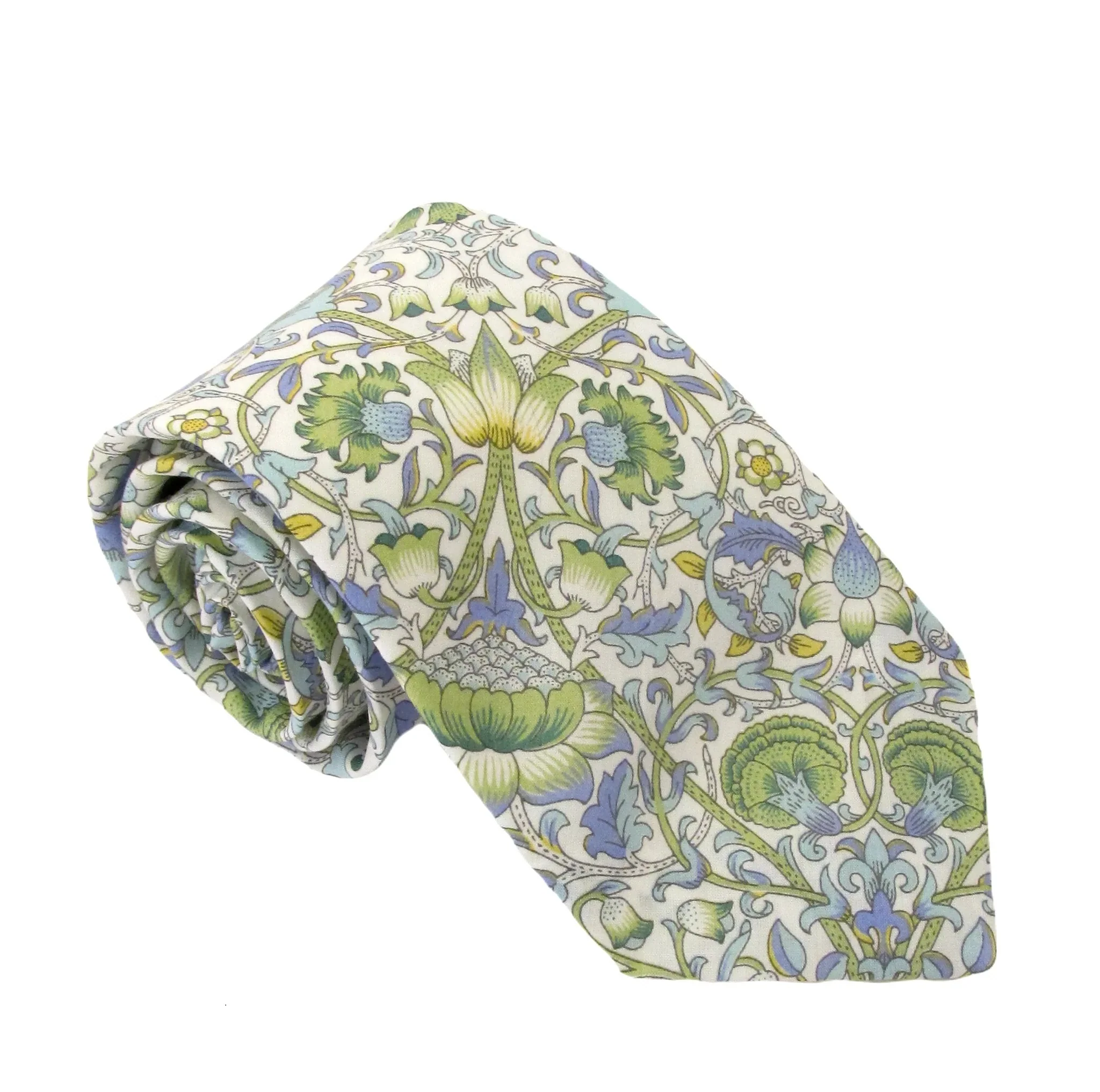 VAN BUCK Liberty Print Cotton Tie & Pocket Square - Lodden Olive
