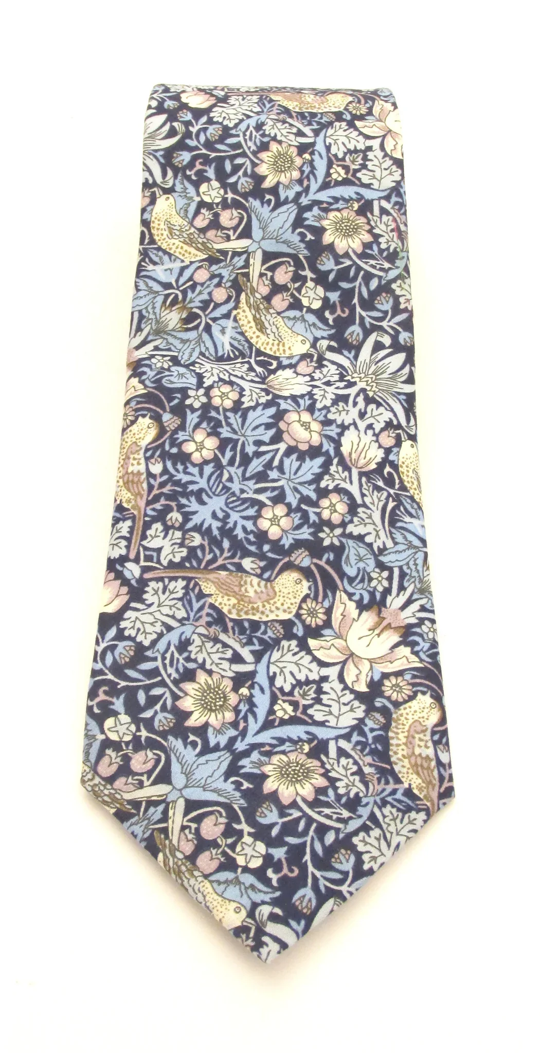 VAN BUCK Liberty Print Cotton Tie & Pocket Square - Strawberry Thief Blue - Image 3