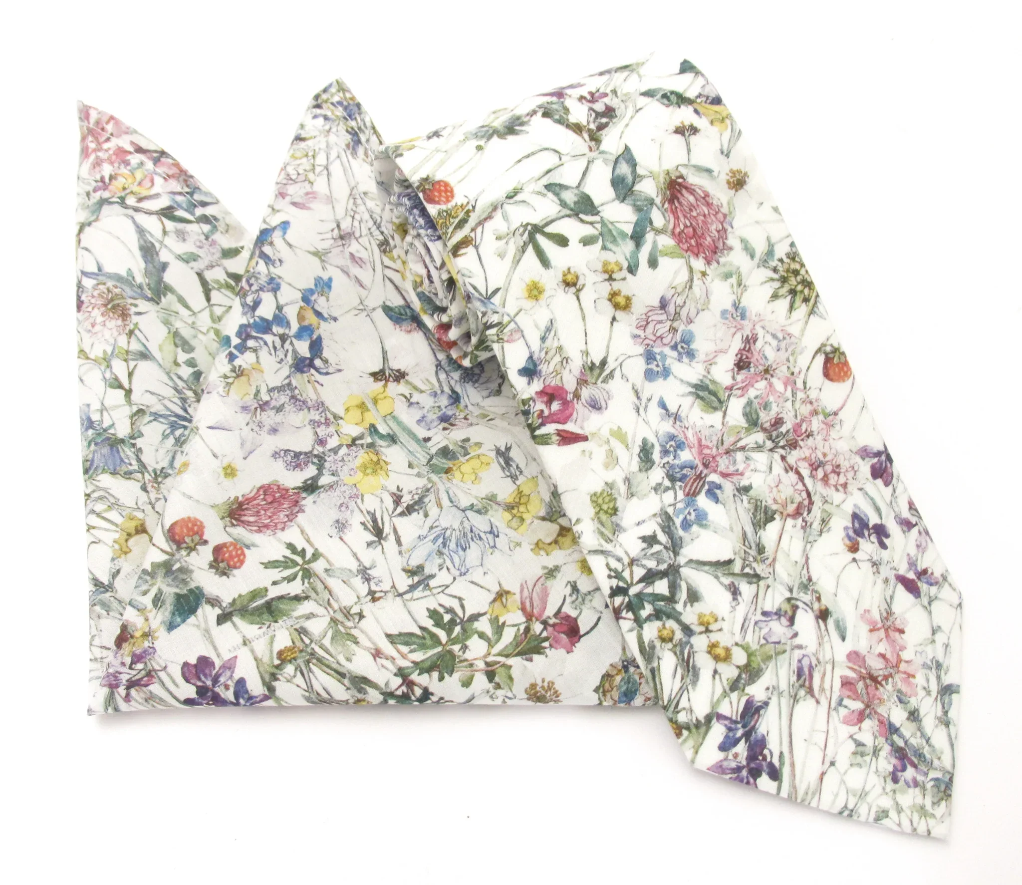 VAN BUCK Liberty Print Cotton Tie & Pocket Square - Wild Flowers Ivory - Image 2