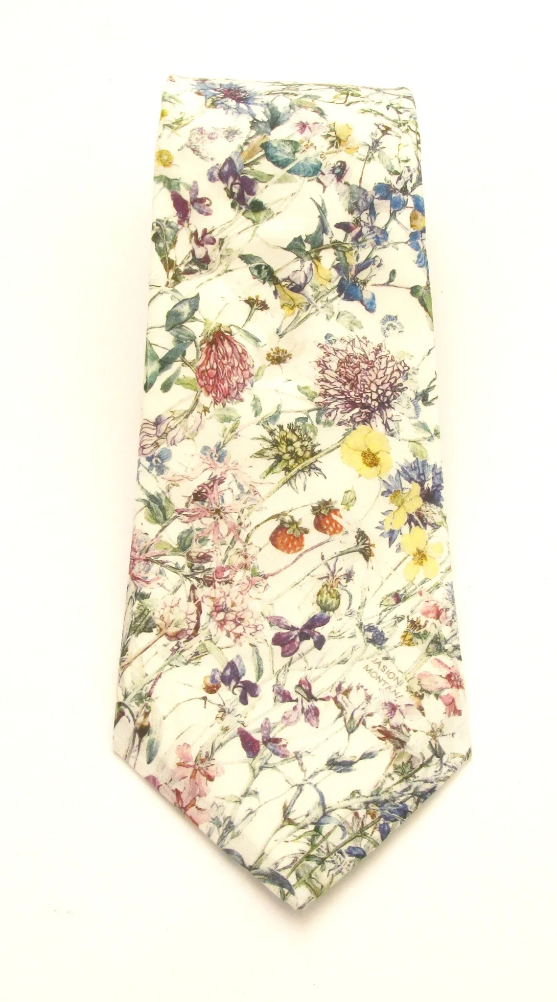 VAN BUCK Liberty Print Cotton Tie & Pocket Square - Wild Flowers Ivory - Image 3