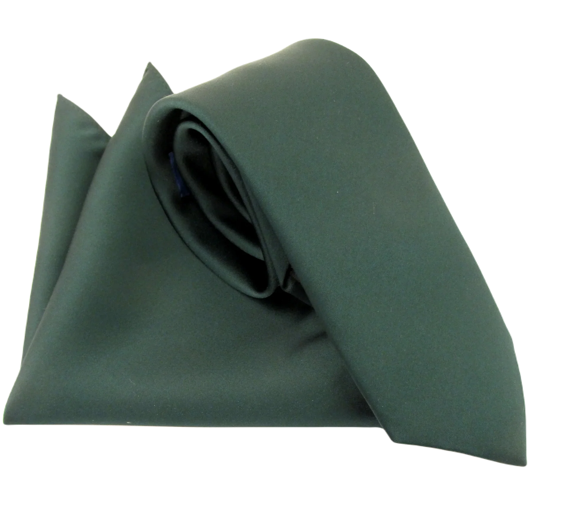 VAN BUCK Satin Wedding Tie & Pocket Square - Forest Green - Image 2