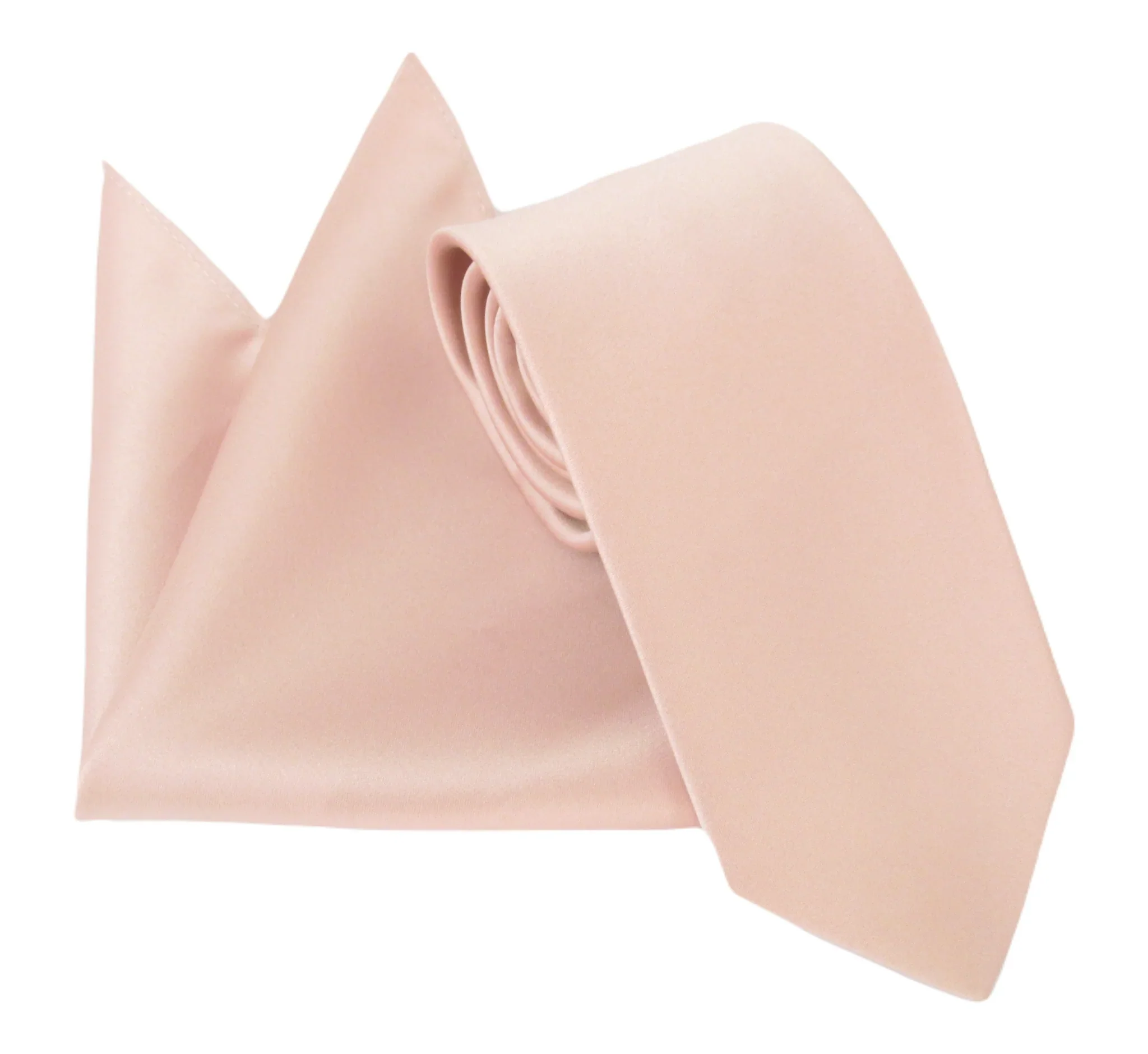 VAN BUCK Satin Wedding Tie & Pocket Square - Pink - Image 2