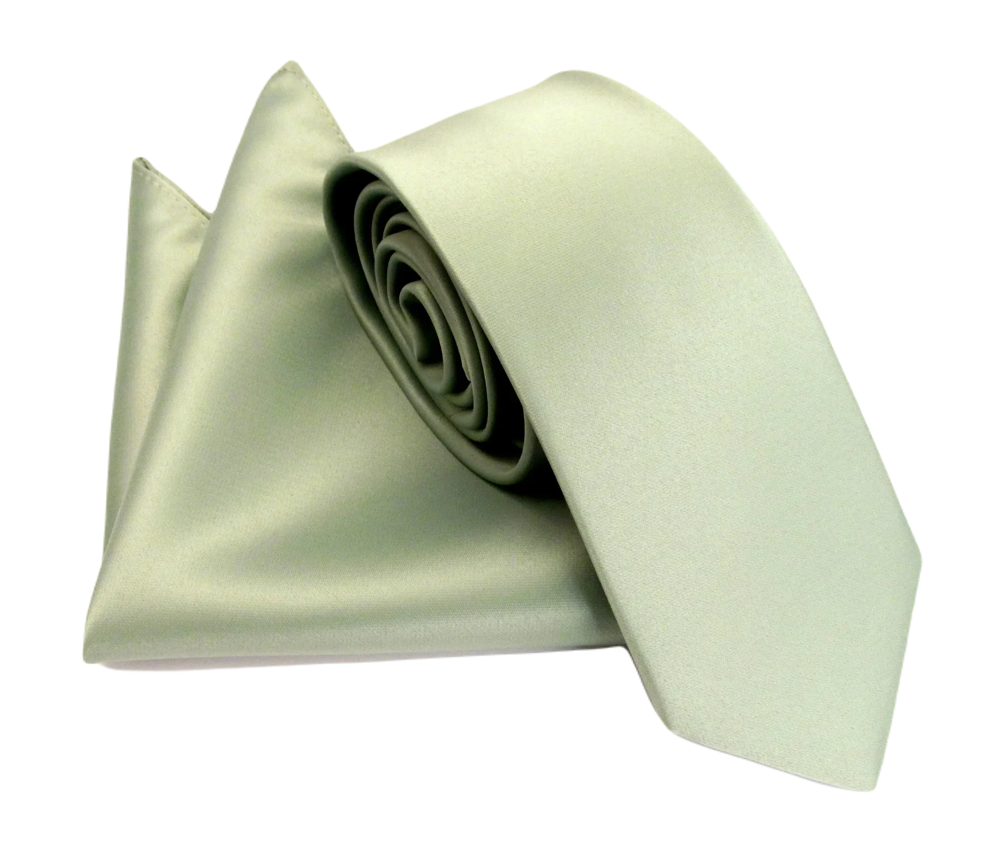 VAN BUCK Satin Wedding Tie & Pocket Square - Pistachio Green - Image 2