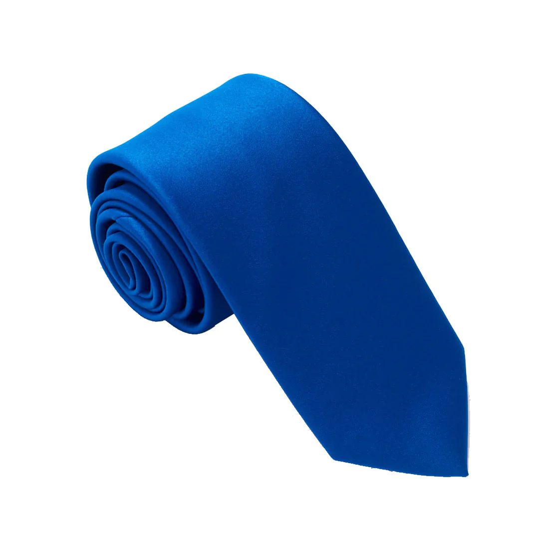 VAN BUCK Satin Wedding Tie & Pocket Square - Royal Blue