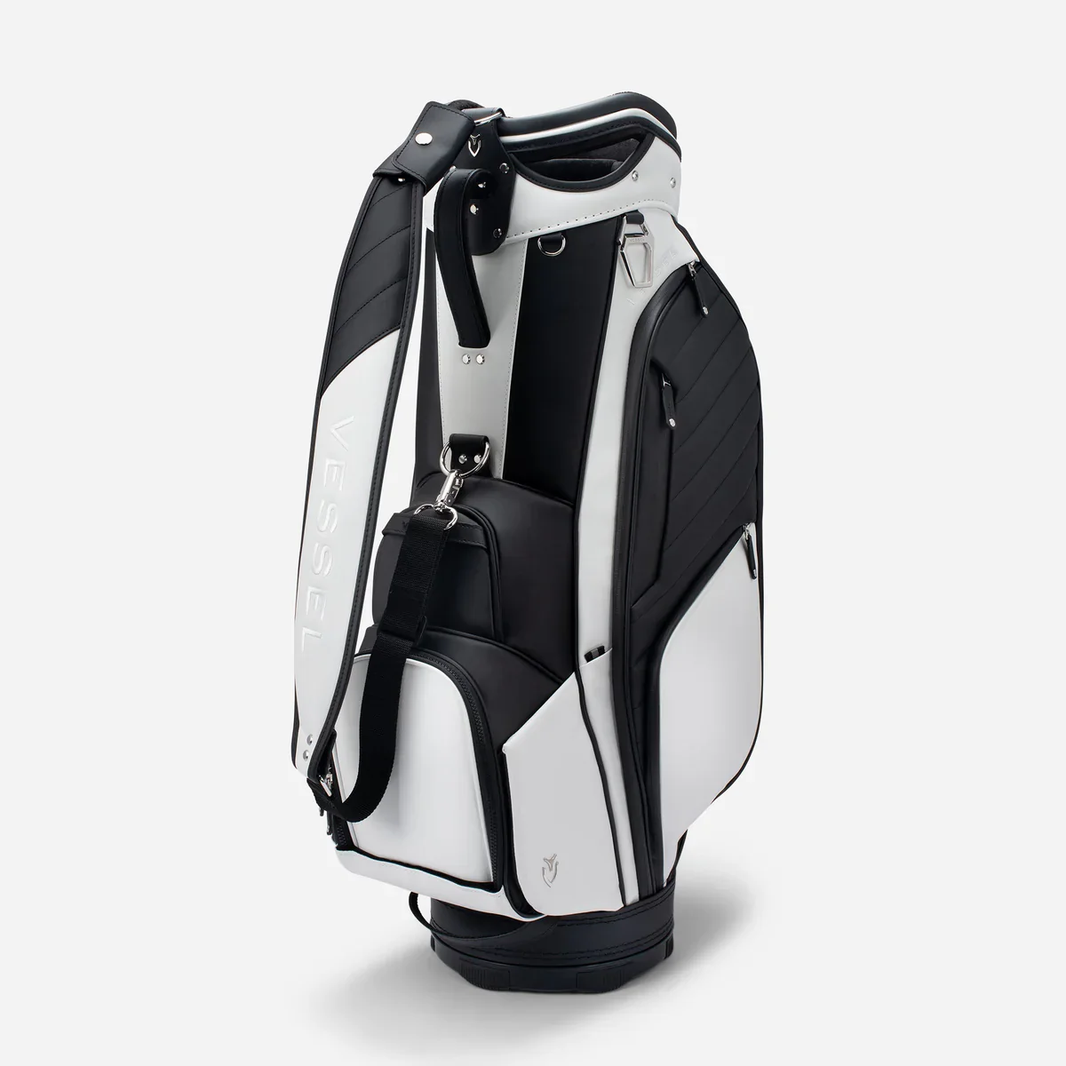 VESSEL Lux Prime Cart Golf Bag - Tour Styling Luxury Performance - White/Black - Image 3