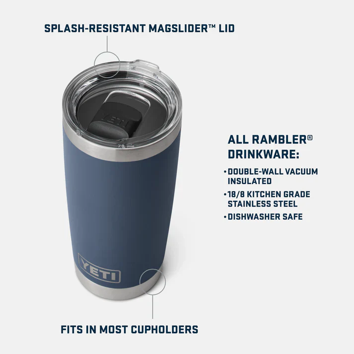 YETI Rambler 20 OZ (591ml) Tumbler With Magslider Lid - Charcoal - Image 5