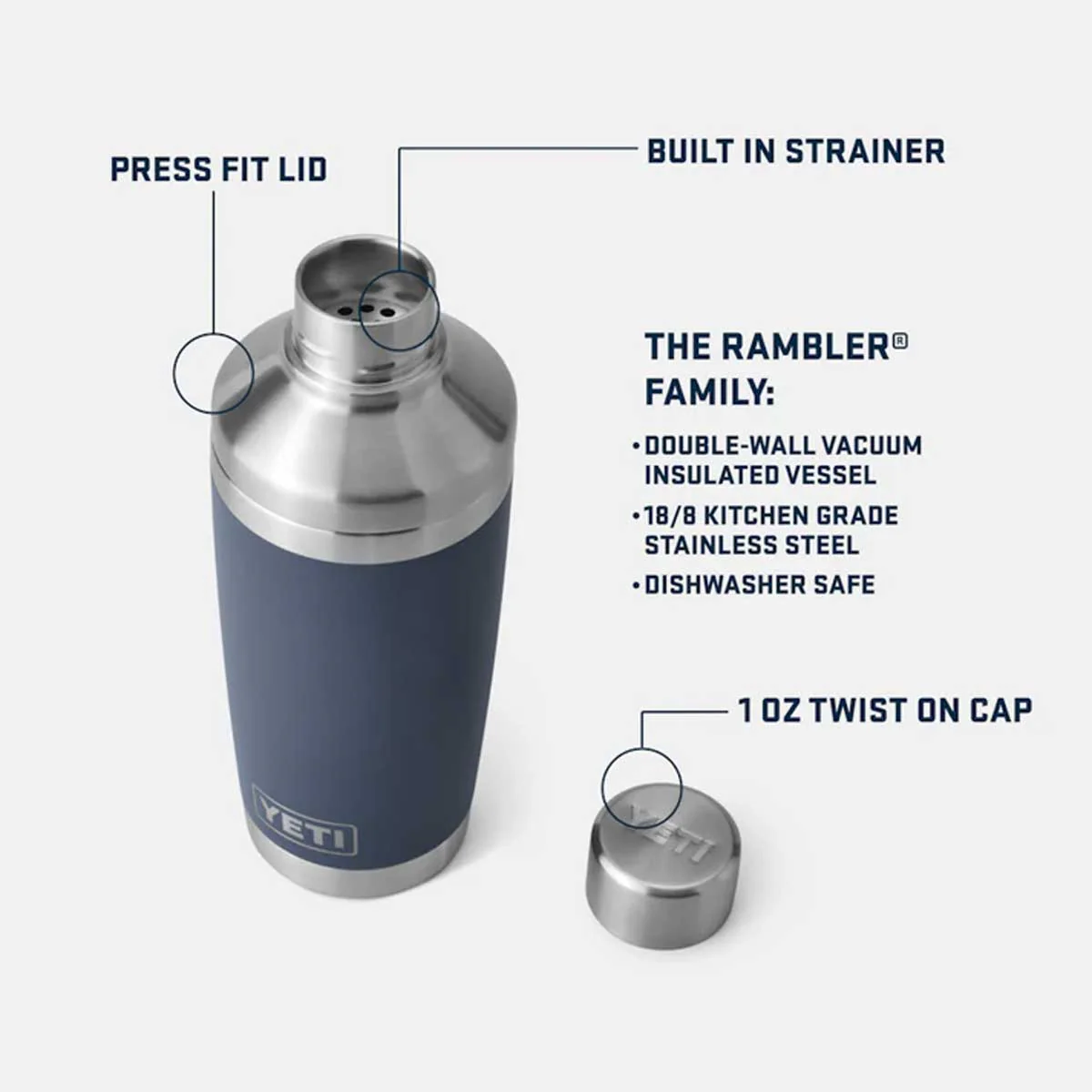 YETI Rambler 20oz Cocktail Shaker - White - Image 4