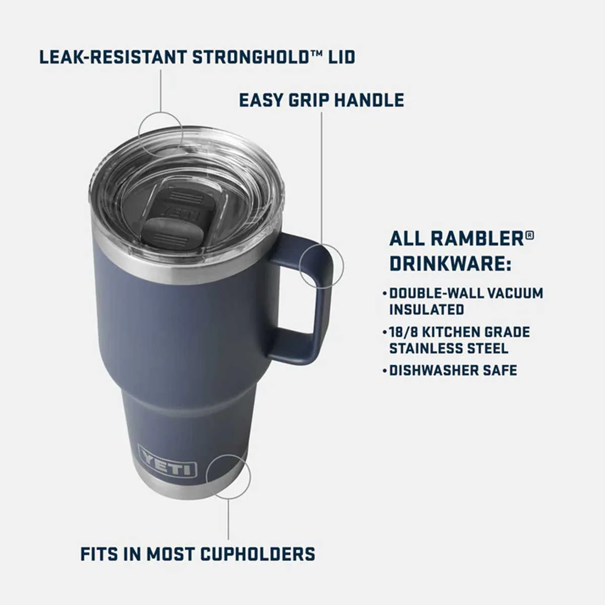 YETI Rambler 30 OZ (887ml) Travel Mug With Stronghold Lid - White - Image 2