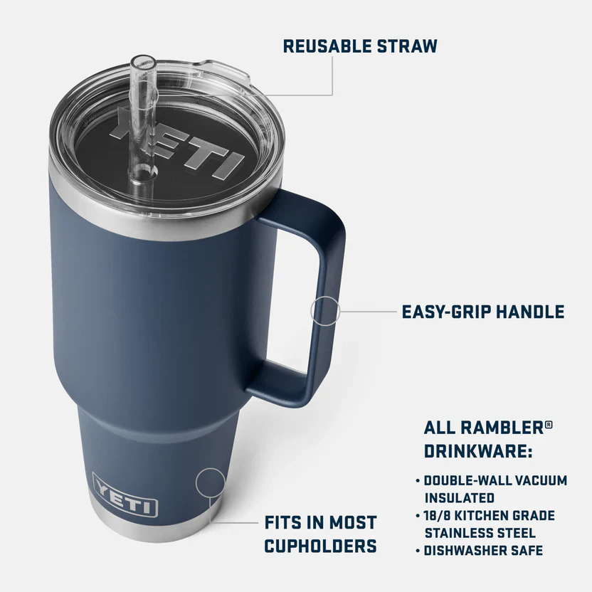 YETI Rambler 42 OZ (1242ml) Straw Mug With Straw Lid - Navy - Image 5