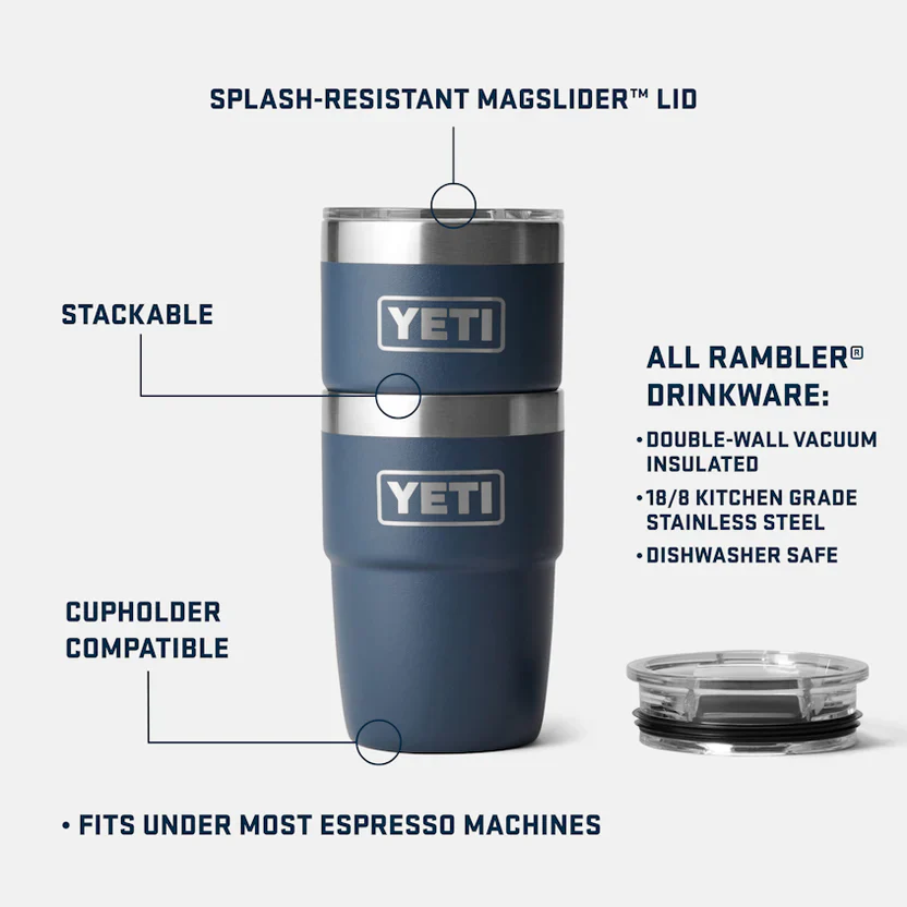 YETI Rambler 8 OZ (237ml) Stackable Cup With DuraSip™ Ceramic Lining - Rescue Red - Image 6