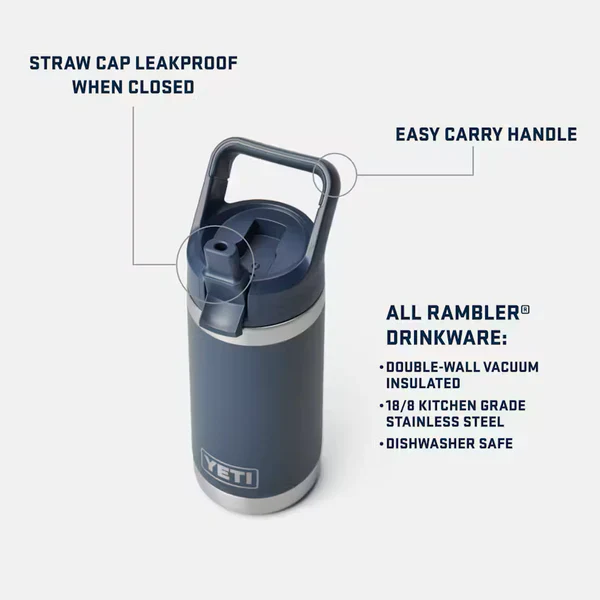 YETI Rambler JR 12 OZ (354ml) Kids Bottle With Straw Cap - Sea View - Image 4